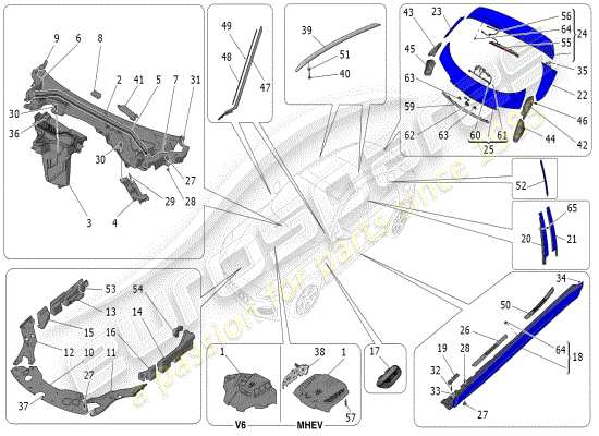 a part diagram from the Maserati Grecale parts catalogue