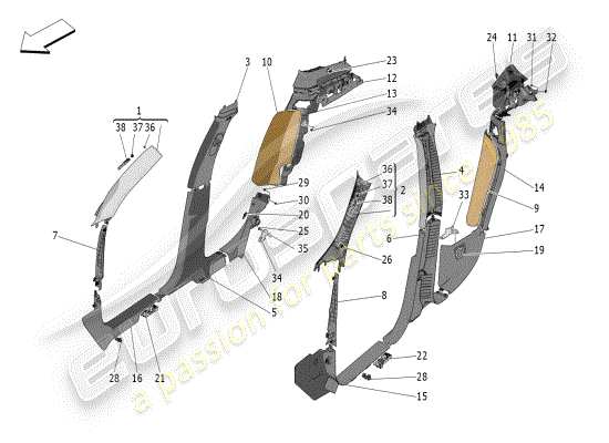 a part diagram from the Maserati Grecale parts catalogue