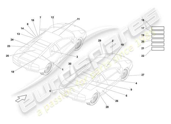 a part diagram from the Lamborghini Murcielago parts catalogue