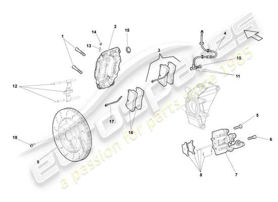 a part diagram from the Lamborghini Gallardo Coupe (2004) parts catalogue