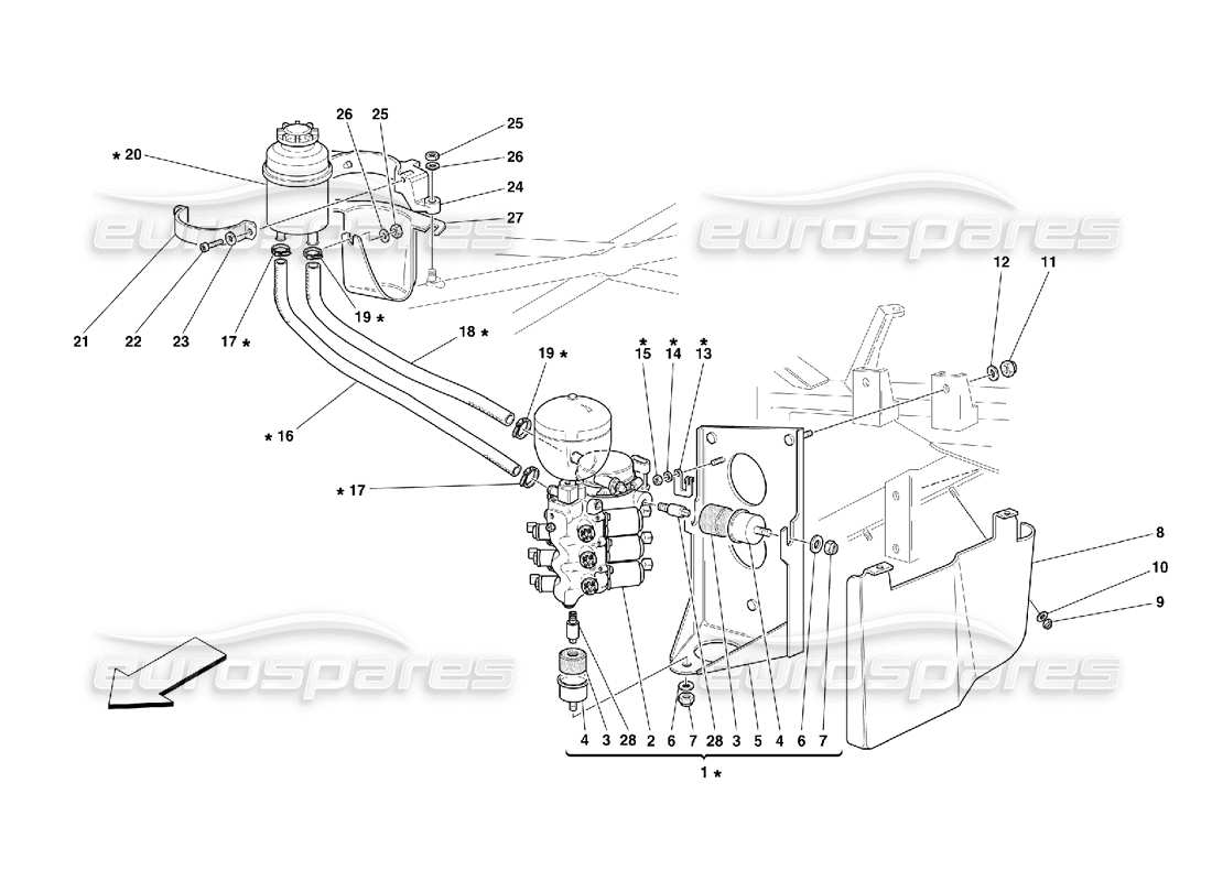 Ferrari 355 (5.2 Motronic) Power Unit and Tank Parts Diagram