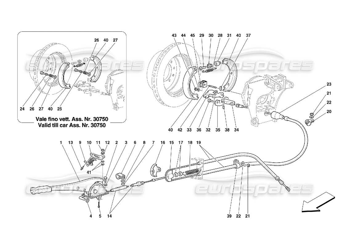 Ferrari 355 (5.2 Motronic) Hand-Brake Control Parts Diagram