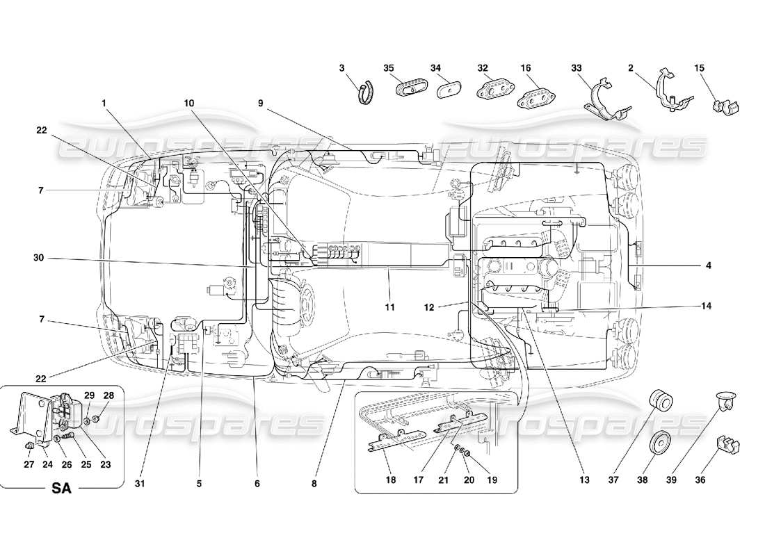 Ferrari 355 (5.2 Motronic) electrical system Parts Diagram