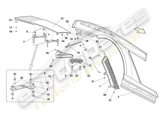 a part diagram from the Lamborghini Gallardo Coupe (2005) parts catalogue