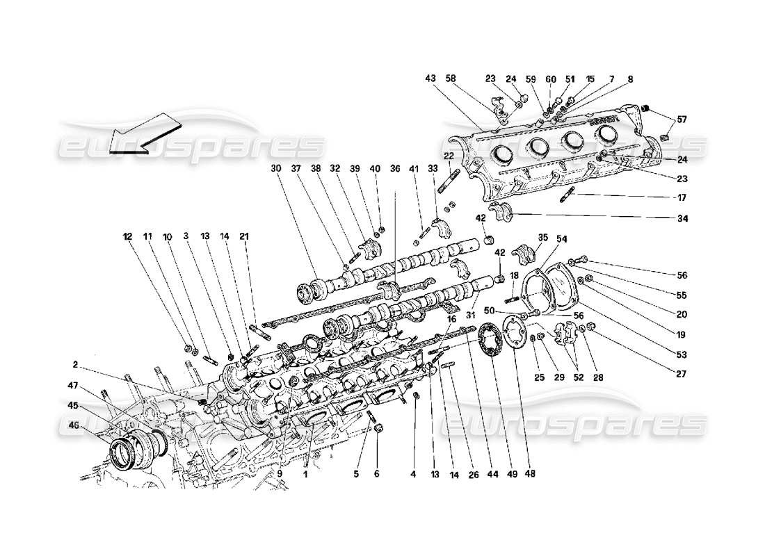 Ferrari 348 (2.7 Motronic) LH Cylinder Head Parts Diagram