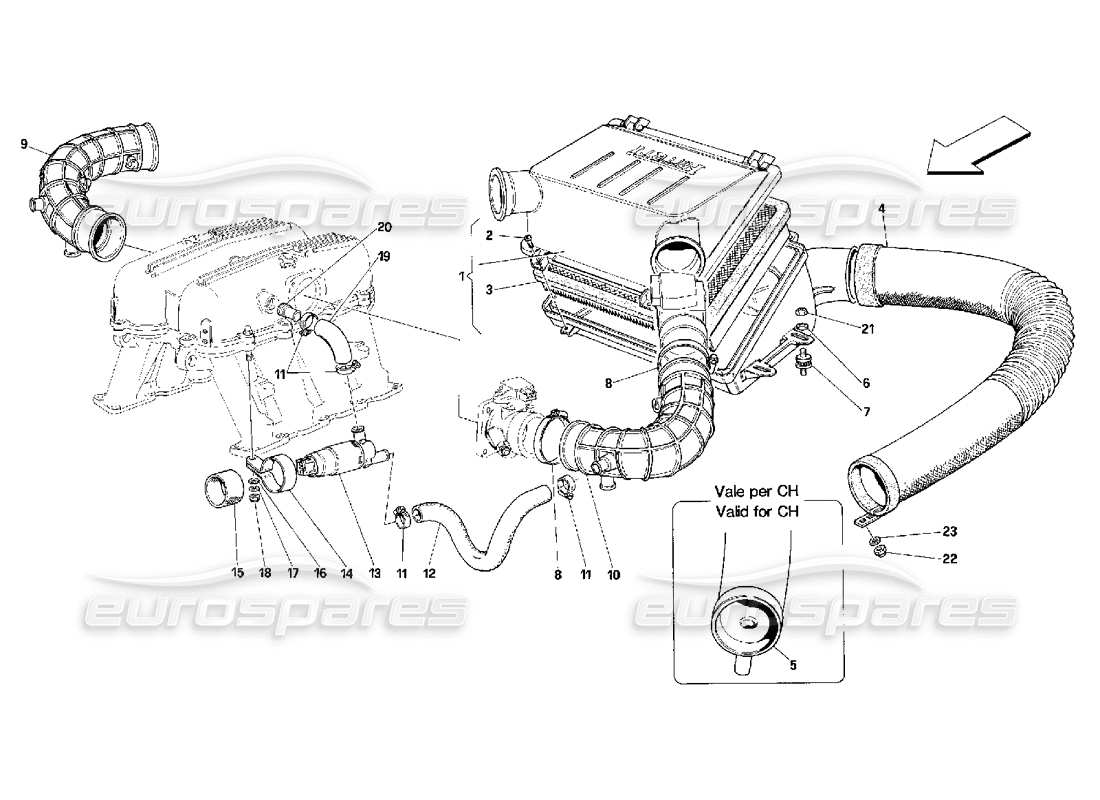 Ferrari 348 (2.7 Motronic) AIR INTAKE Parts Diagram