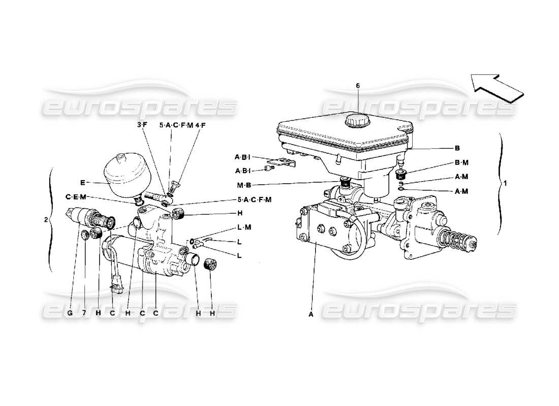 Ferrari 348 (2.7 Motronic) Hydraulic System for Antiskid Parts Diagram