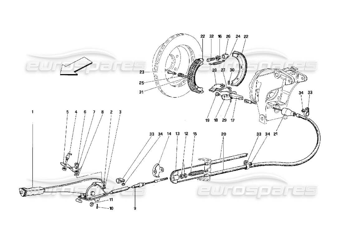 Ferrari 348 (2.7 Motronic) Hand-Brake Control Parts Diagram