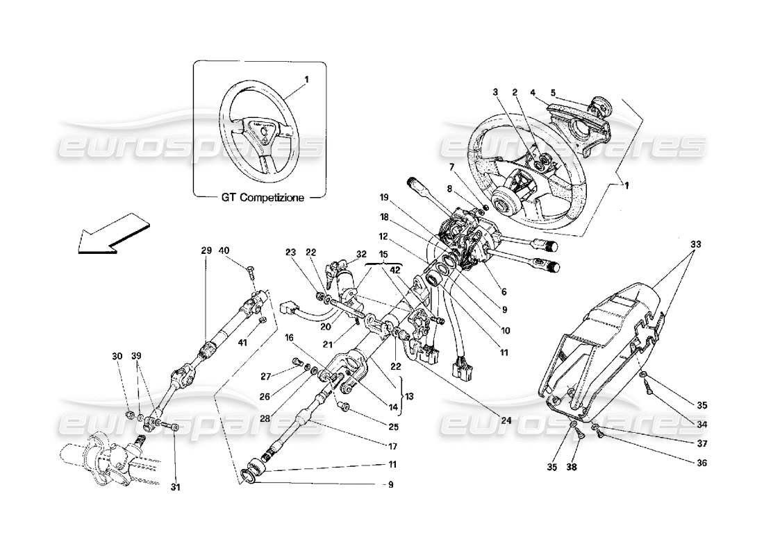 Ferrari 348 (2.7 Motronic) Steering Column Parts Diagram