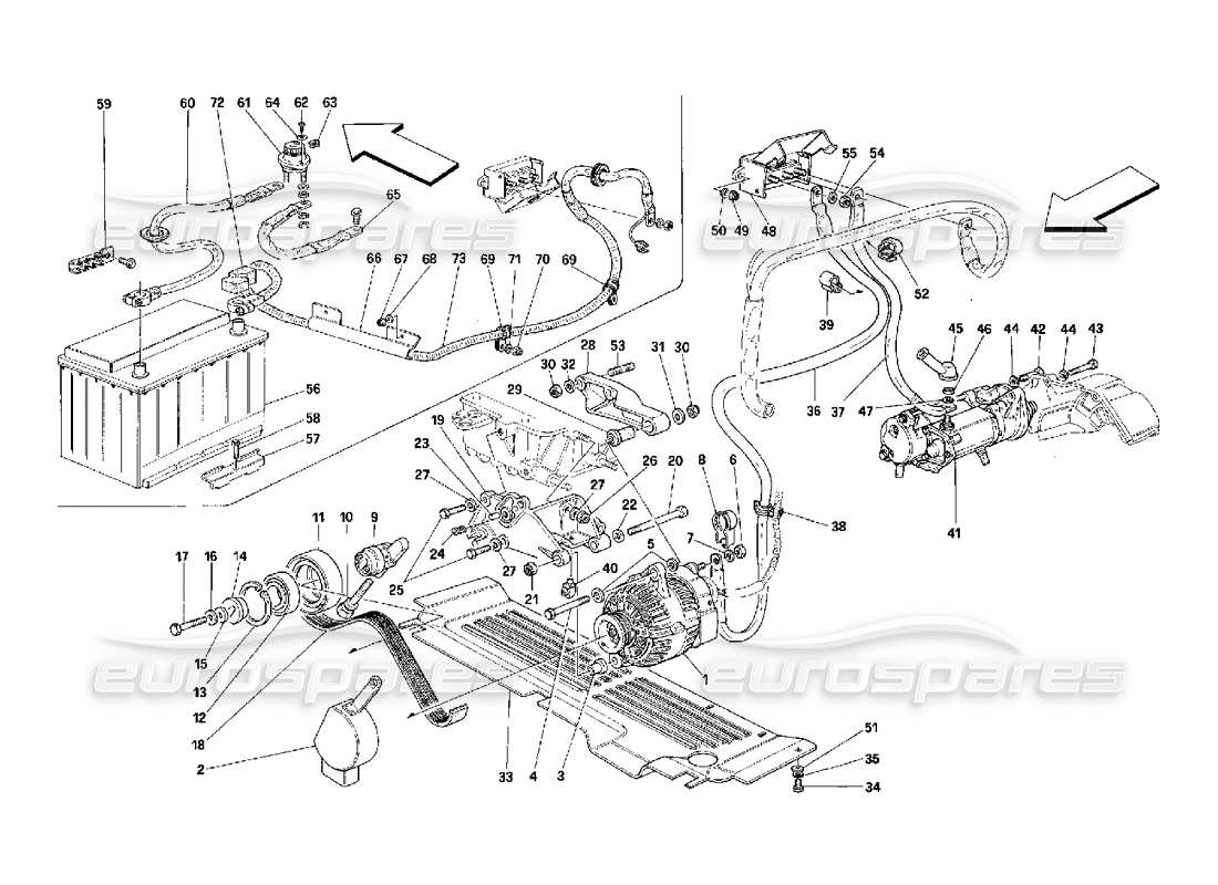 Ferrari 348 (2.7 Motronic) Current Generator - Starting Motor Parts Diagram