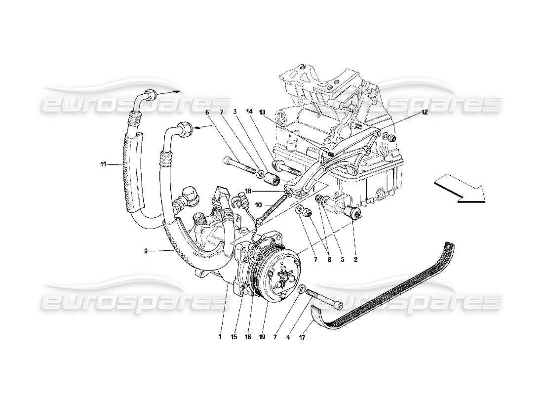 Ferrari 348 (2.7 Motronic) AIR CONDITIONING COMPRESSOR Parts Diagram