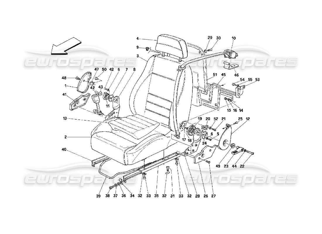 Ferrari 348 (2.7 Motronic) Seats and Safety Belts Parts Diagram