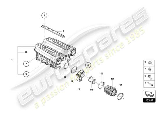 a part diagram from the Lamborghini Huracan Squadra Corse parts catalogue