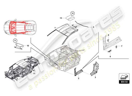 a part diagram from the Lamborghini Huracan Squadra Corse parts catalogue