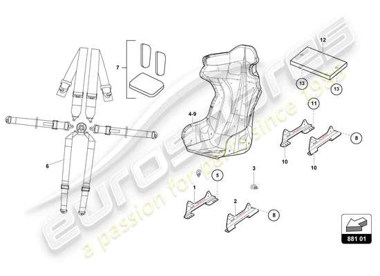 a part diagram from the Lamborghini Huracan Squadra Corse parts catalogue