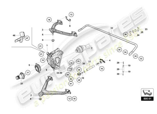 a part diagram from the Lamborghini Huracan Squadra Corse parts catalogue