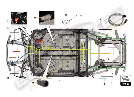 a part diagram from the Lamborghini Huracan Squadra Corse parts catalogue