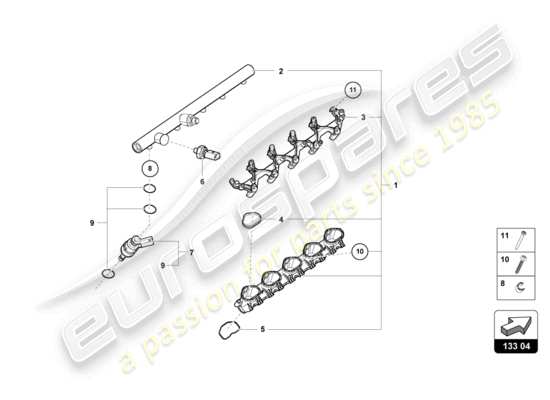 a part diagram from the Lamborghini Huracan Squadra Corse parts catalogue