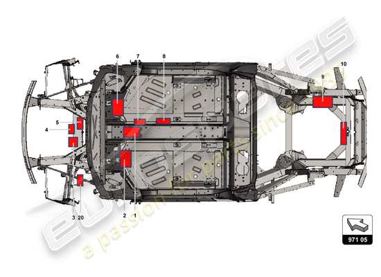 a part diagram from the Lamborghini Huracan Squadra Corse parts catalogue