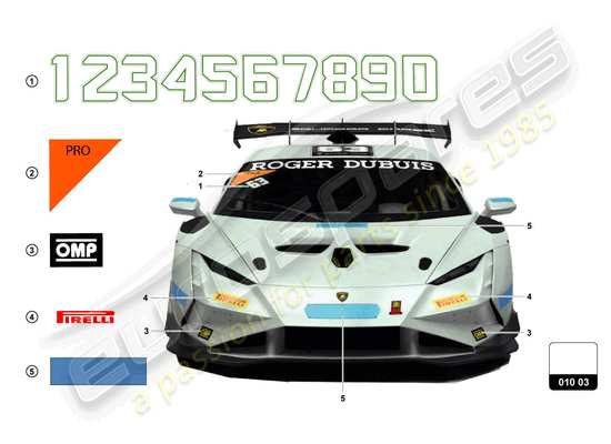 a part diagram from the Lamborghini Huracan Squadra Corse parts catalogue