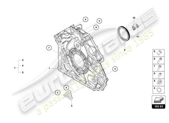 a part diagram from the Lamborghini Huracan Squadra Corse parts catalogue