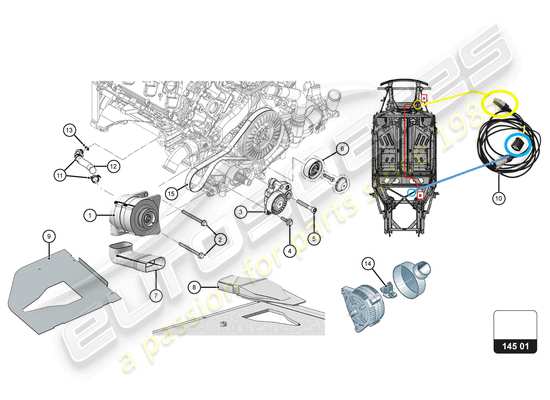 a part diagram from the Lamborghini Huracan Squadra Corse parts catalogue