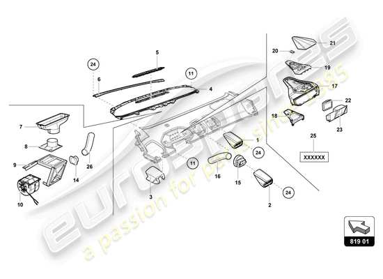 a part diagram from the Lamborghini Huracan Squadra Corse parts catalogue