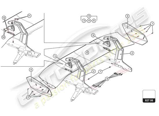 a part diagram from the Lamborghini Huracan Squadra Corse parts catalogue