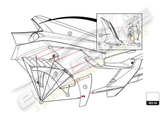 a part diagram from the Lamborghini Huracan Squadra Corse parts catalogue