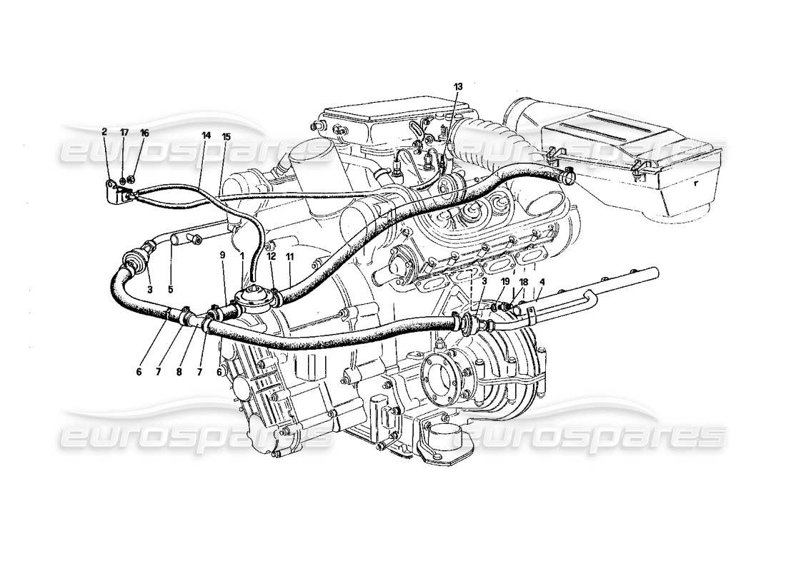 Ferrari 328 (1985) Air Injection (for U.S. Version) Parts Diagram