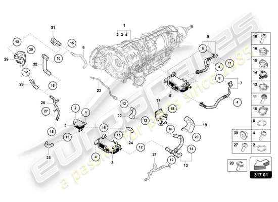 a part diagram from the Lamborghini Urus parts catalogue