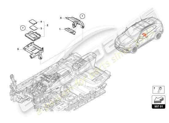 a part diagram from the Lamborghini Urus parts catalogue