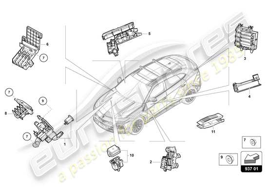 a part diagram from the Lamborghini Urus parts catalogue