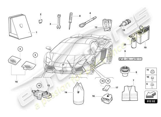 a part diagram from the Lamborghini Sian parts catalogue