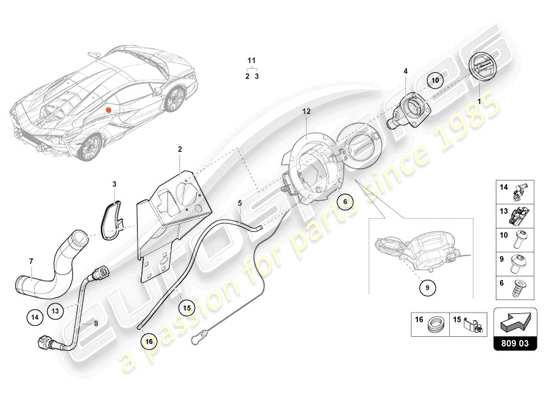 a part diagram from the Lamborghini Sian parts catalogue