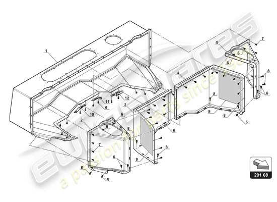 a part diagram from the Lamborghini Huracan Squadra Corse parts catalogue