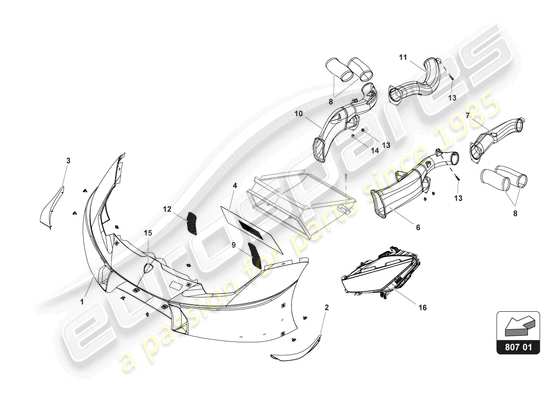 a part diagram from the Lamborghini Huracan Squadra Corse parts catalogue