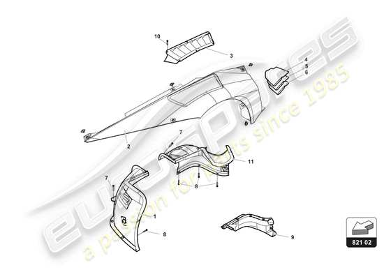 a part diagram from the Lamborghini Huracan Squadra Corse parts catalogue