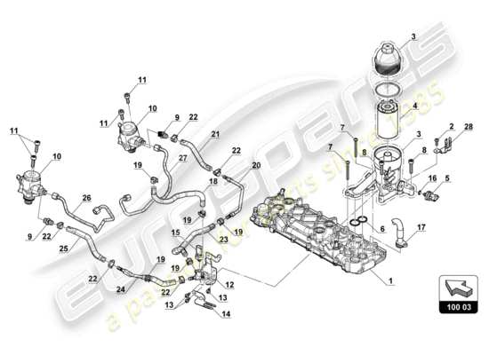 a part diagram from the Lamborghini Huracan Squadra Corse parts catalogue