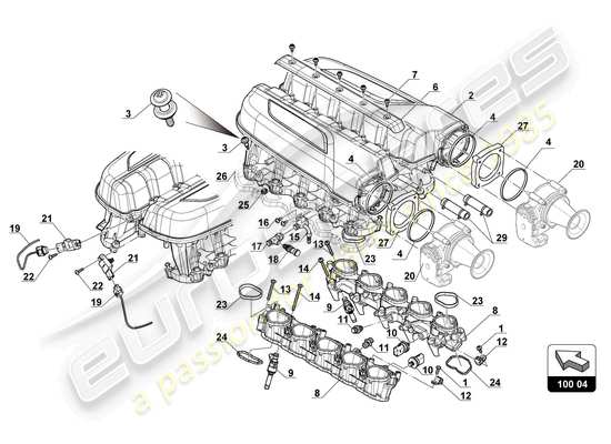 a part diagram from the Lamborghini Huracan Squadra Corse parts catalogue