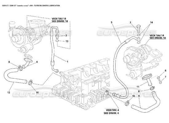 a part diagram from the Maserati 3200 parts catalogue