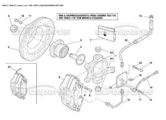 a part diagram from the Maserati 3200 parts catalogue