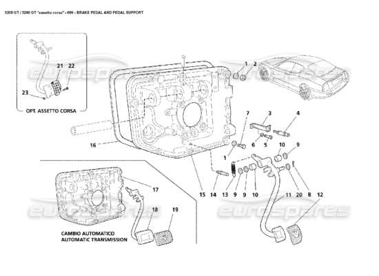 a part diagram from the Maserati 3200 parts catalogue