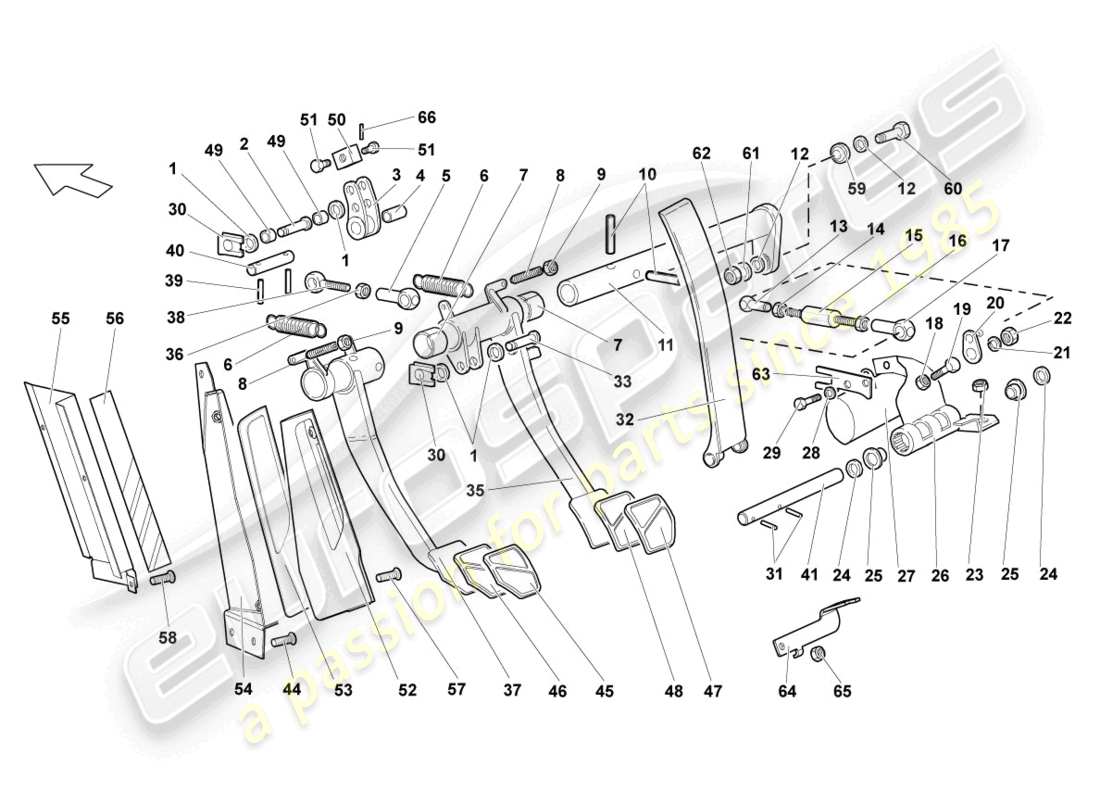 Lamborghini Reventon BRAKE AND ACCEL. LEVER MECH. Parts Diagram