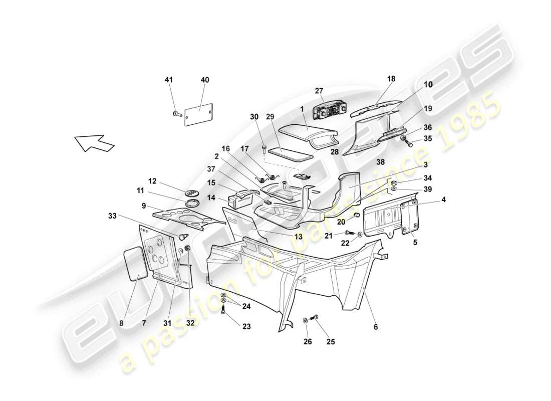 Lamborghini Reventon CENTRE CONSOLE Parts Diagram