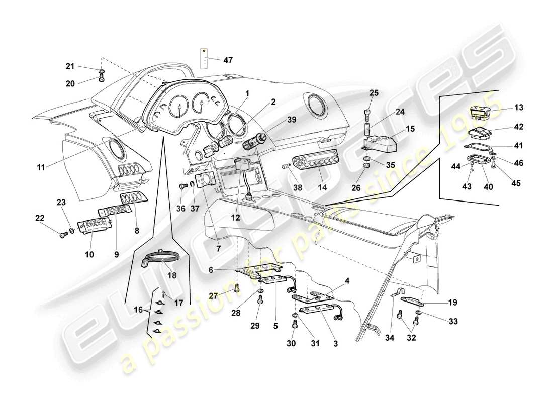 Lamborghini Reventon DASHBOARD Part Diagram