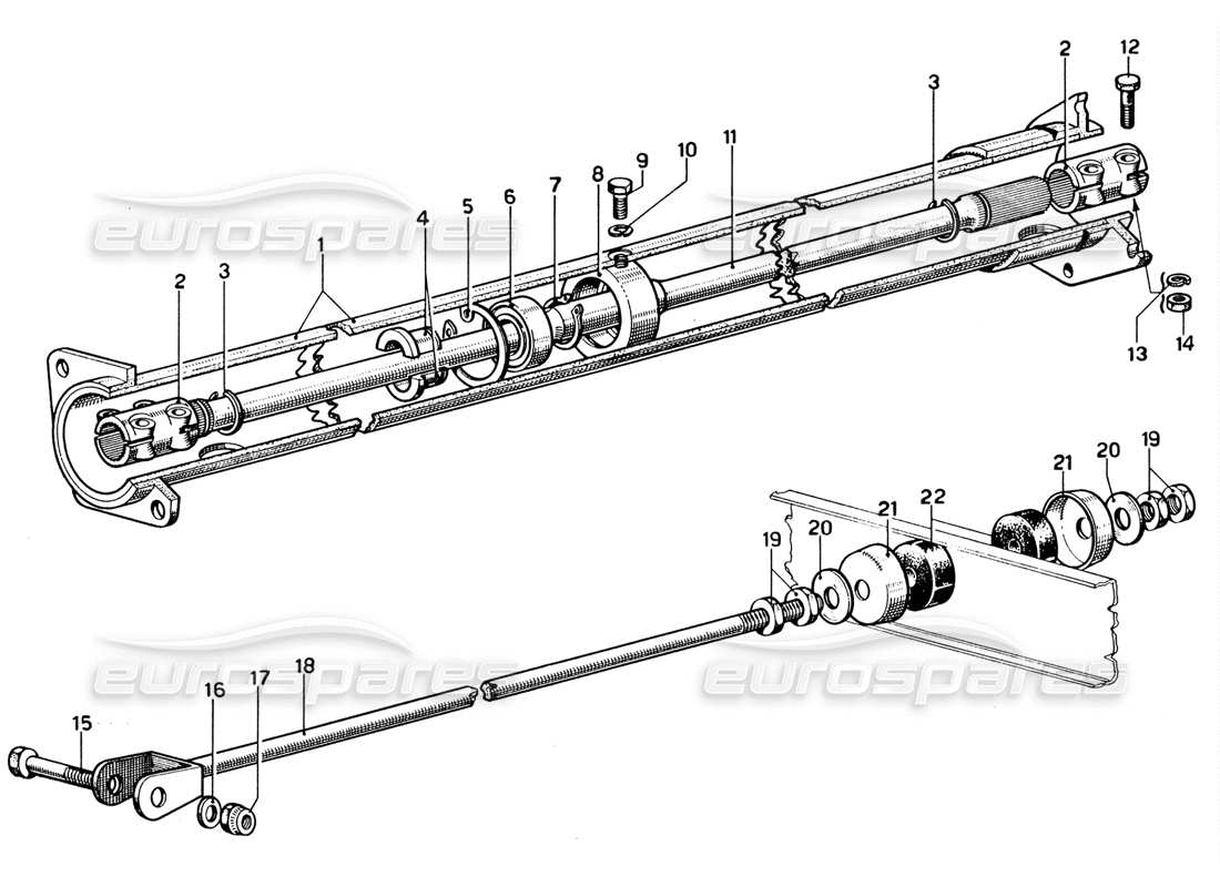 Ferrari 365 GTB4 Daytona (1969) transmission shaft Parts Diagram