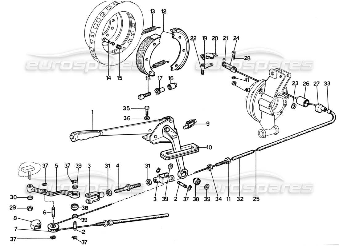 Ferrari 365 GTB4 Daytona (1969) Hand Brake Control Parts Diagram