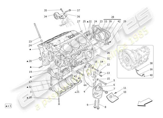 a part diagram from the Maserati Quattroporte M156 (2017 onwards) parts catalogue