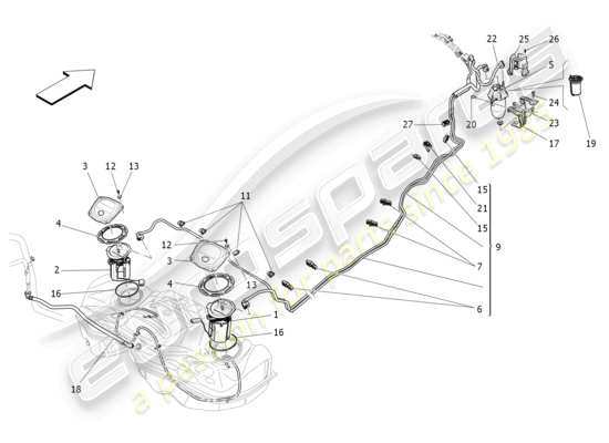 a part diagram from the Maserati Quattroporte M156 (2017 onwards) parts catalogue